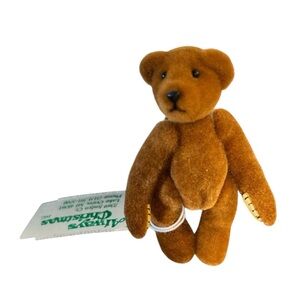 NWT Vintage Always Christmas Teddy Bear Lapel Pin 1997 Flocked Plush Peek-A-Boo